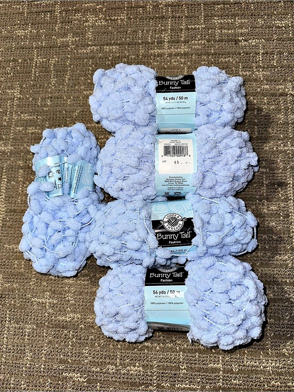 Bunny Tail Plush Textured Items in Purple NWT